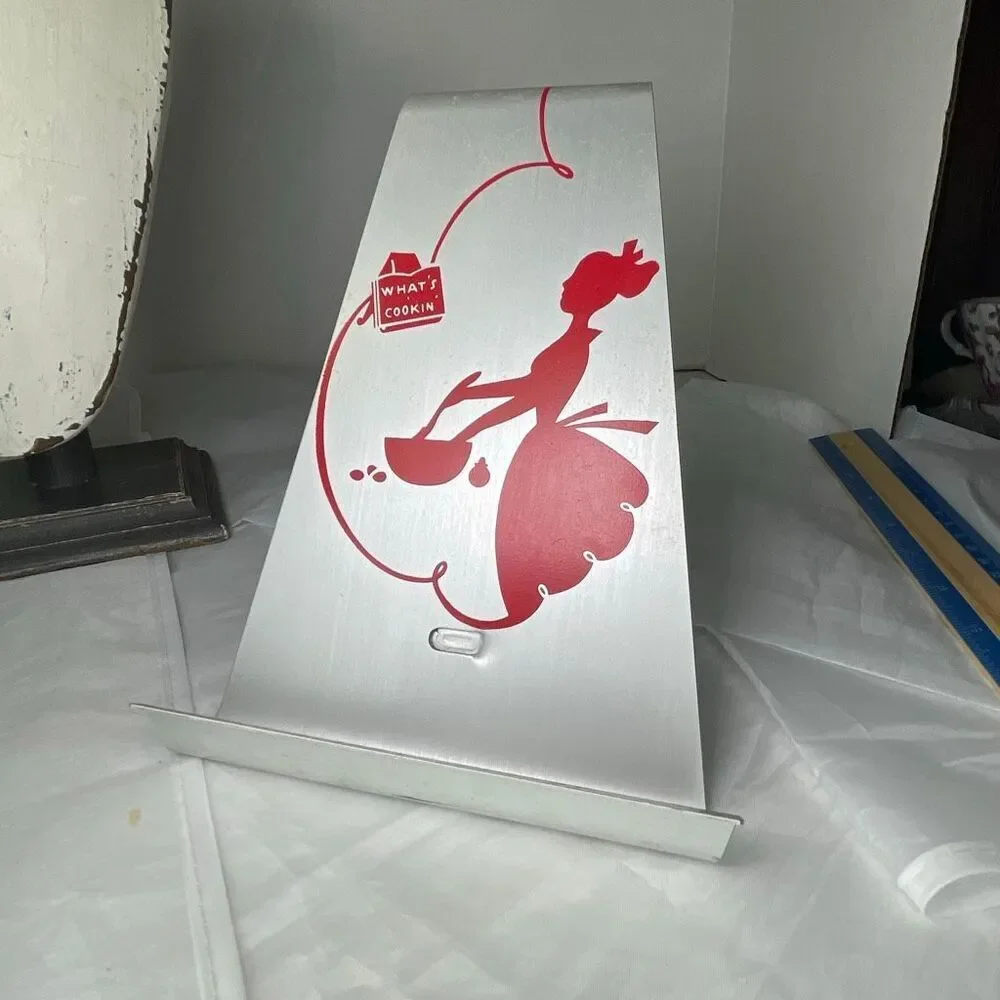Vintage Midcentury aluminum recipe book holder.